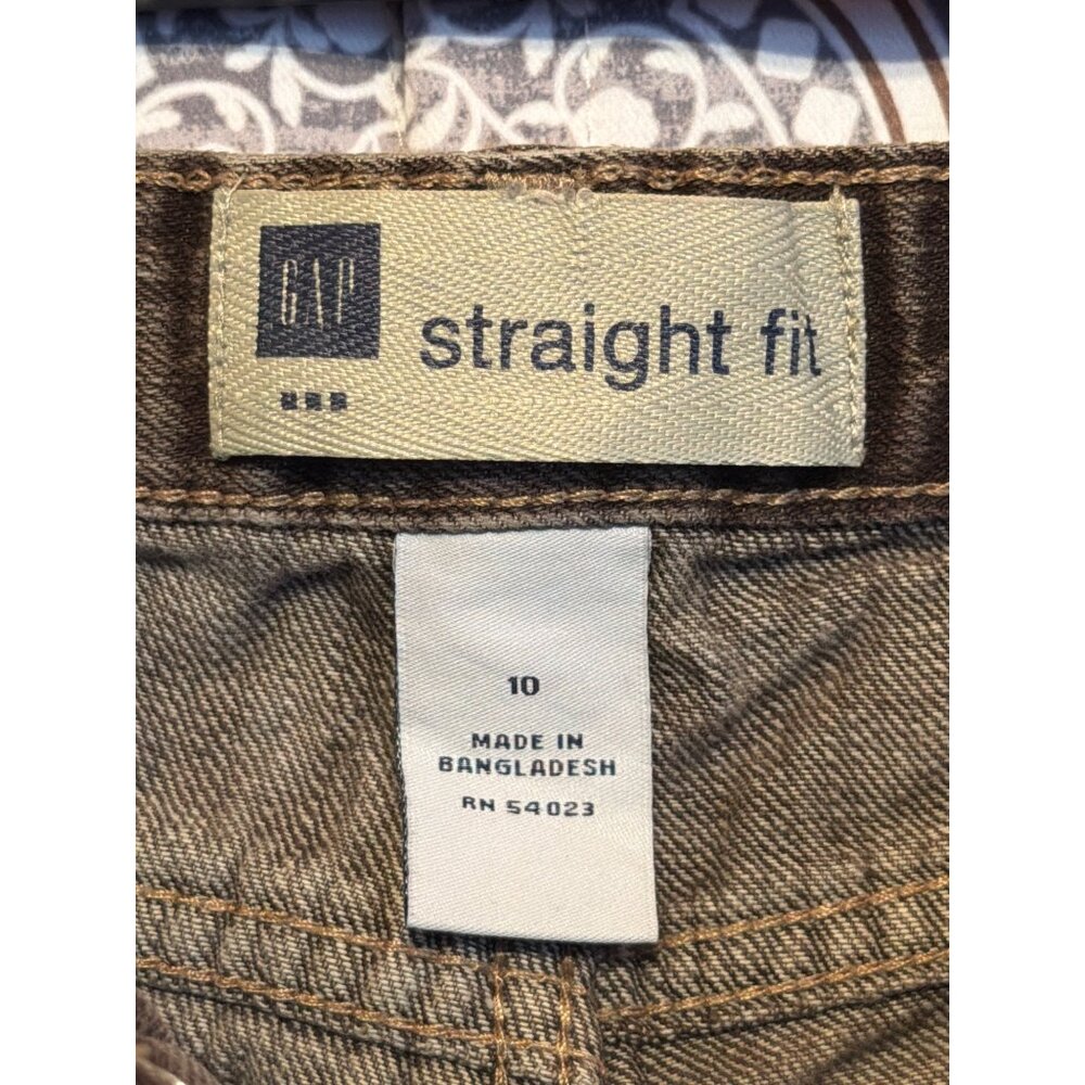 Gap Straight Fit Brown Denim Jeans Size 10 Pre-Owned - Picture 10 of 11